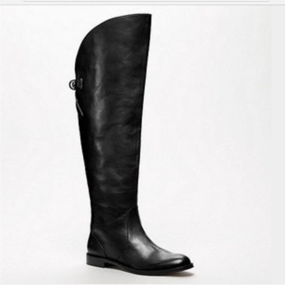Coach Womens Cheyenne Leather Boots Sz 7 Black Riding Equestrian Over The Knee